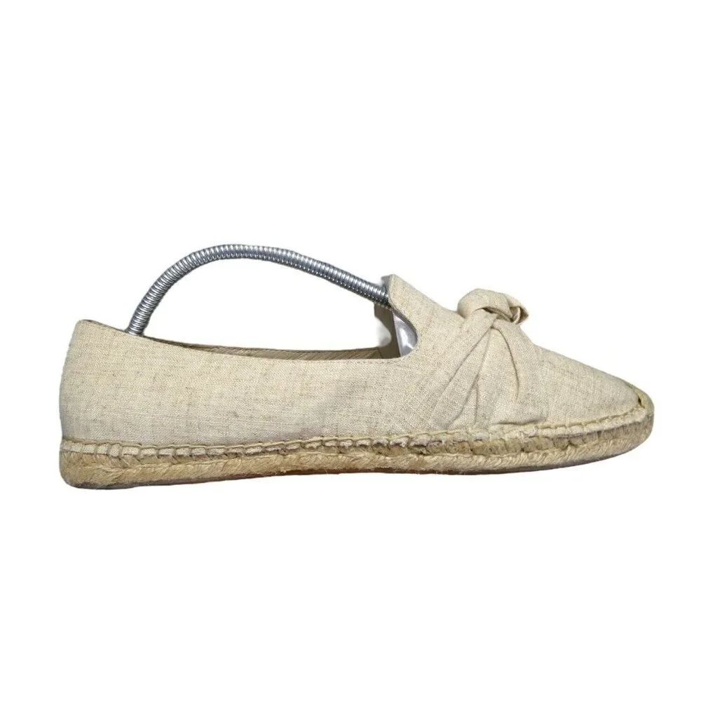 J. Jill Women's Espadrille Size 11 Knot Textile Jute Flats Tan Neutral Canvas‎